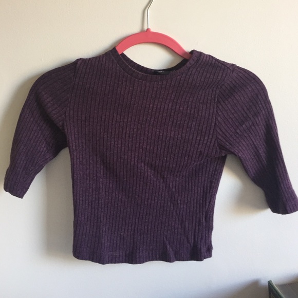 Asos Quarter Sleeve Ribbed Crop Top