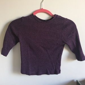 Asos Quarter Sleeve Ribbed Crop Top