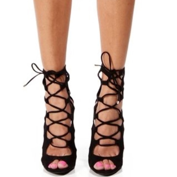 Windsor cut out lace up heels, worn once!