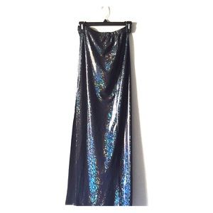 ASOS Maxi Skirt in Hologram with Thigh High Split