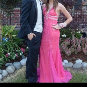 Sequin pink prom dress