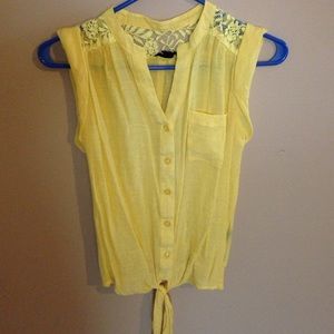Yellow button up tank top