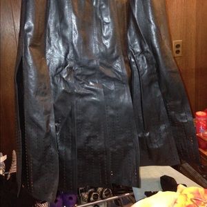 Genuine leather split skirt