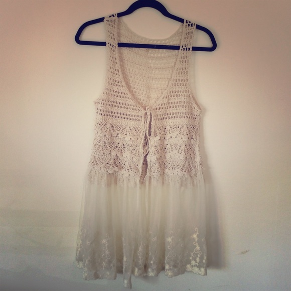A'reve size small crotchet and lace tie up vest