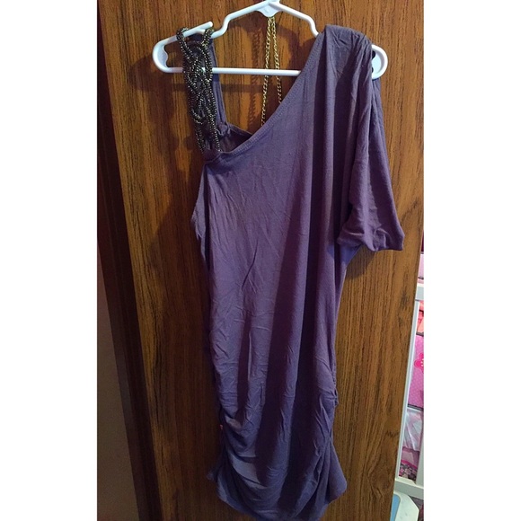 Off The Shoulder Jewelry Grey NightClub Dress