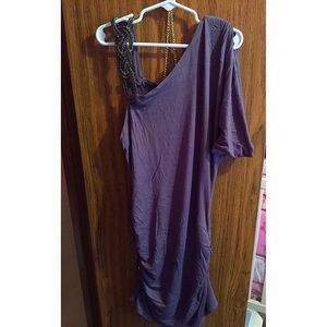 Off The Shoulder Jewelry Grey NightClub Dress