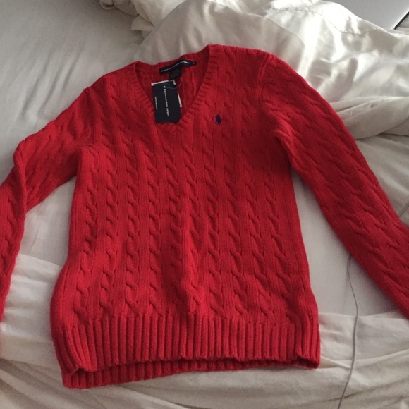 Red polo sweater