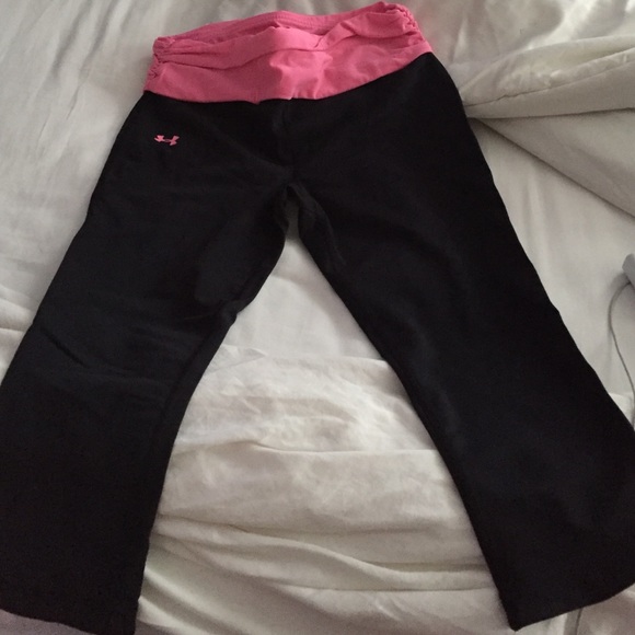Pink and black under armor work out pants