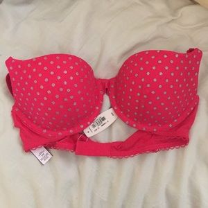 Victoria secrets 34B red and silver polka bra.