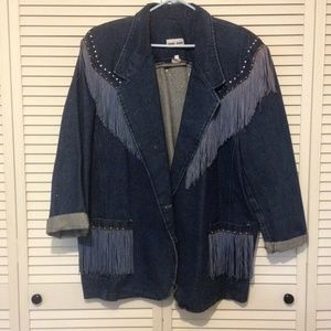 Vintage fringe denim jacket