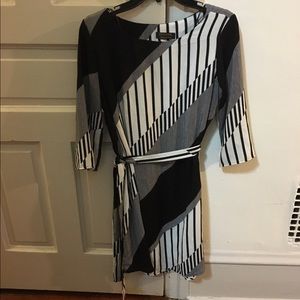 Black and white stripe work dress