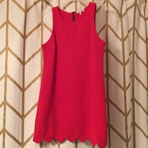Red scallop dress
