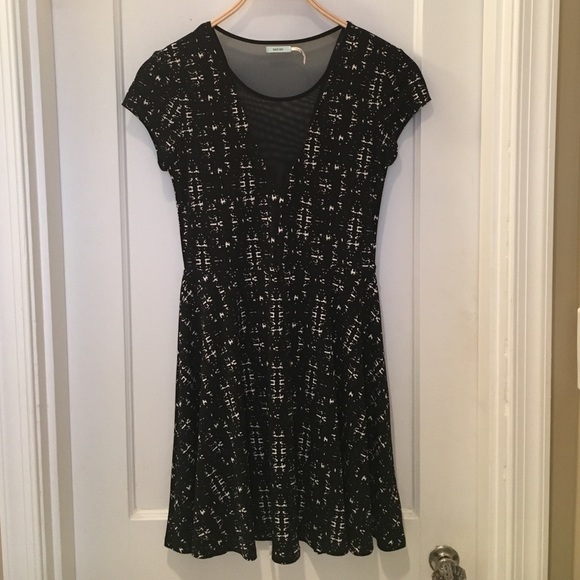 Black Kimchi Blue Printed Mesh Skater Dress Sz M