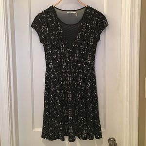 Black Kimchi Blue Printed Mesh Skater Dress Sz M