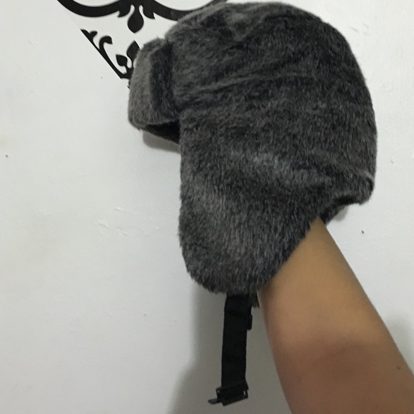 Grey Faux fur trapper hat