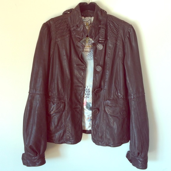 Charcoal brown leather mackage jacket