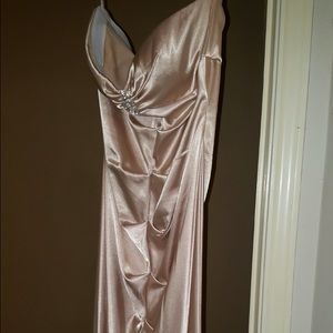 Strapless champagne colored dress