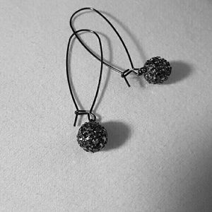 Express hematite drop hoop earrings