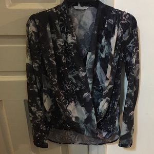 H&M silk flower blouse
