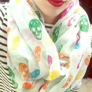 Multicolored Skull Infinity Scarf