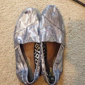 silver sequined Toms