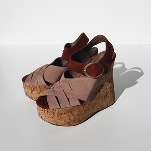Jeffrey Campbell two toned pink cork platforms