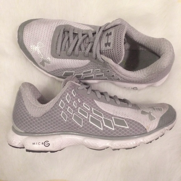 Women's Under Armour Gray and White Running Shoes