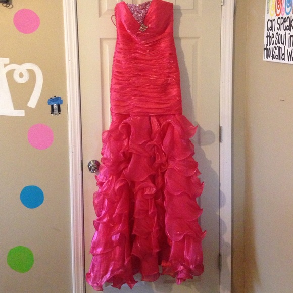pink prom dress MERMAID, LACE UP