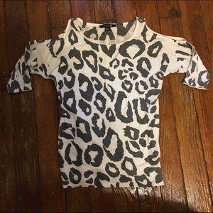 Forever21 leopard print cold shoulder sweater