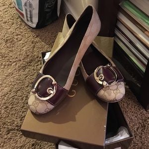 Like new authentic Gucci Horsebit GG ballet flats