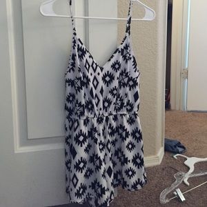 Black and white geometric romper