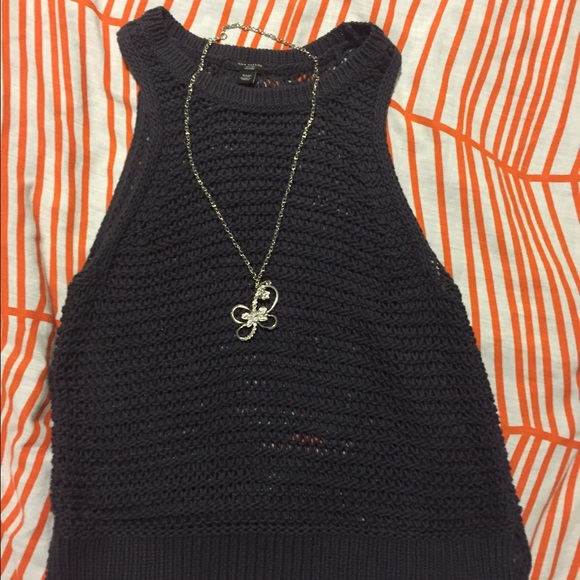 Ann Taylor XSP charcoal knit sleeveless sweater