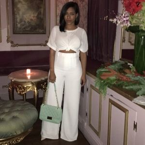 High waisted crepe wide leg