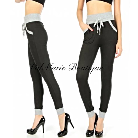 ValMarie Boutique Pants - Black and Grey Jogger Style Leggings