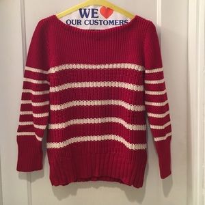 Red and Cream Striped J Crew Sweater Size Medium