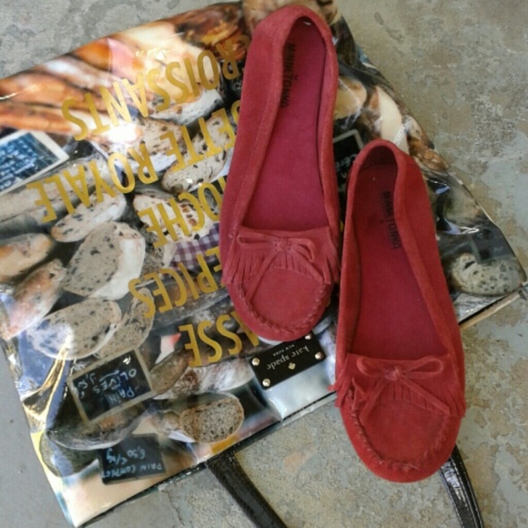 Minnetonka Shoes - *SALE* Red Velvet suede Minnetonka flats NWOB