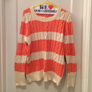 Orange & Cream Striped J Crew Sweater Size Medium