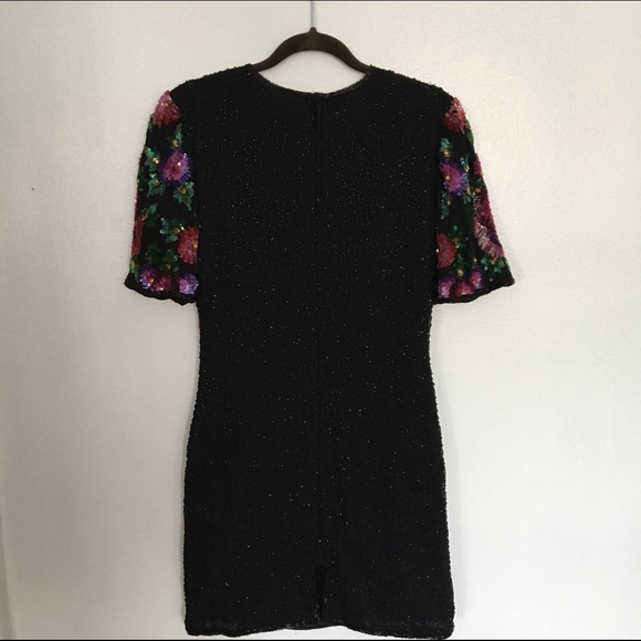 Vintage Sequined Embroidery Suede Dress
