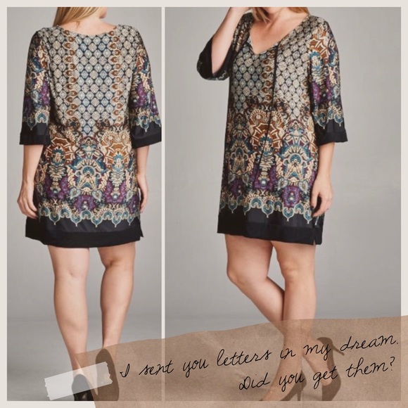 💥HP 6/17, 5/21💥BEAUTIFUL CONTRAST BORDER DRESS - Picture 2 of 2