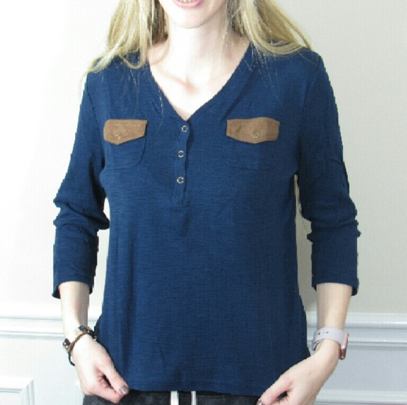 3/4 sleeves navy t-shirt