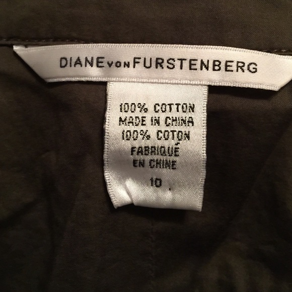 Diane Von Furstenberg olive green wrap top 10 8 - Picture 4 of 4