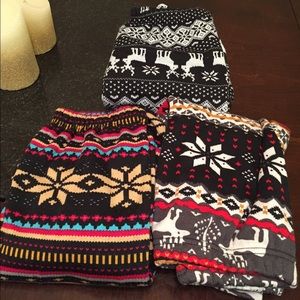 3 Fur lined Super Warm&comfy Nordic print leggings