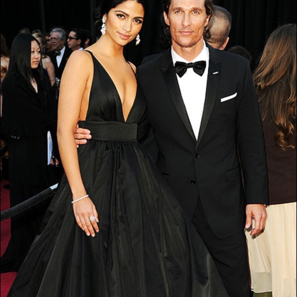 Black low cut gown