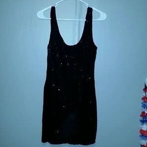 Black, lace and sequined dress