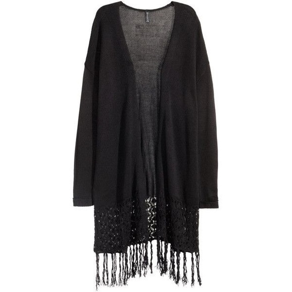 NWOT H&M Black Cardigan with Fringe - S
