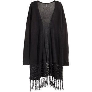 NWOT H&M Black Cardigan with Fringe - S