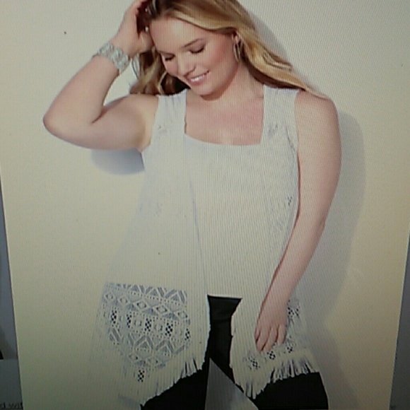 Avenue fringe cardigan vest wrap crochet lace 5x