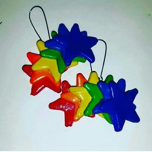Handmade polymer clay rainbow stars earrings