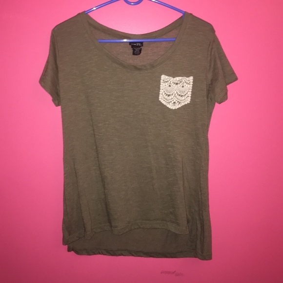 Army green tee with pocket