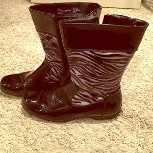Zebra print rain boots